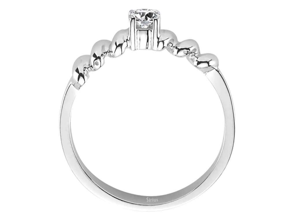 Bague solitaire avec Diamant de 0,19 carat et anneau torsadé - Or Blanc 18 carats - Bijoux haut de gamme de Rosy Lab Diamonds