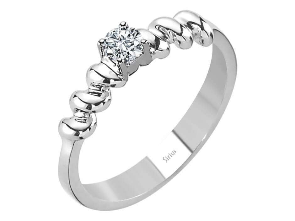 Bague solitaire avec Diamant de 0,19 carat et anneau torsadé - Or Blanc 18 carats - Bijoux haut de gamme de Rosy Lab Diamonds