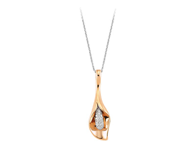 Floral diamond pendant in 14K rose gold – 36 brilliant-cut diamonds, 0.12 ct