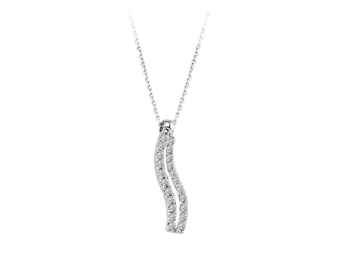 White Gold Pendant with 22 Lab-Grown Diamonds - Double Row | 8K - High-Quality Jewelry by Rosy Lab Diamonds