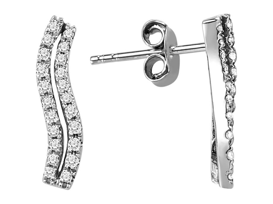 Wavy Stud Earrings with Lab-Grown Diamonds in 333 White Gold | Elegant Earrings – High-Quality Jewelry by Rosy Lab Diamonds