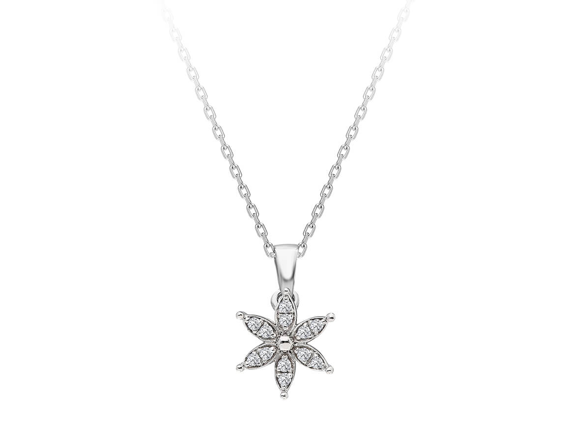 Pendant "Çiğdem" with lab-grown diamonds in 14K white gold