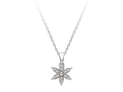 Pendant "Çiğdem" with lab-grown diamonds in 14K white gold