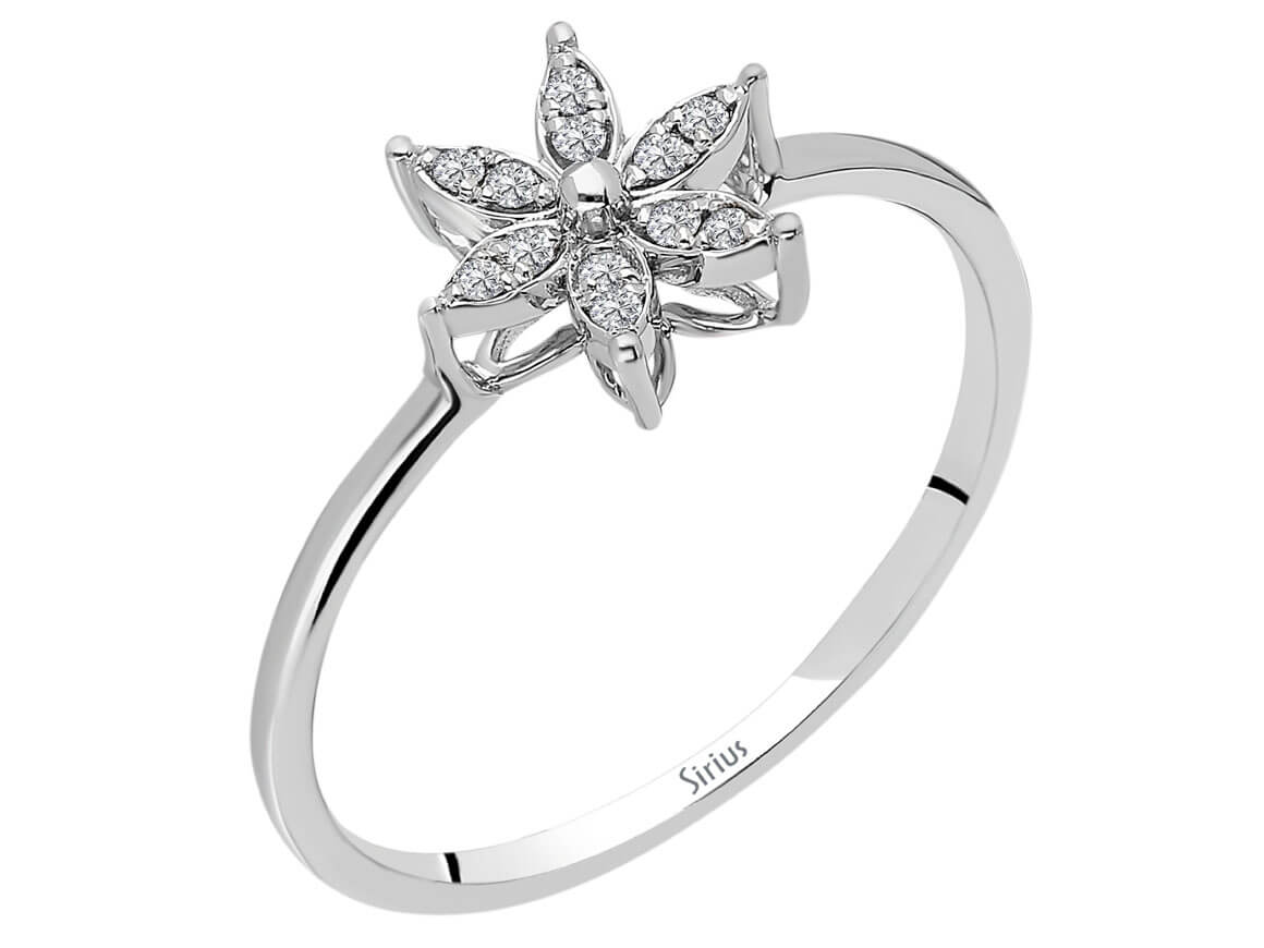 14 ayar Beyaz Altın’dan zarif menekşe çiçeği pırlanta yüzük - Rosy Lab Diamonds’tan yüksek kaliteli Mücevher