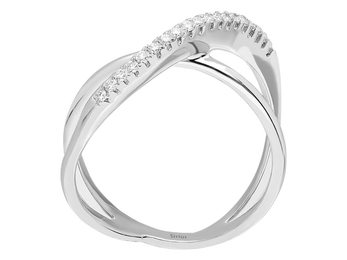 Moderner Ring mit 19 rund geschliffenen Labor-Diamanten, 0,10 Karat gesamt