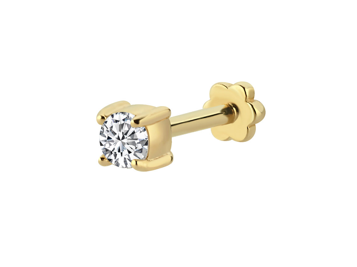 Eudora tragus piercing with 1 lab diamond in 585 yellow gold