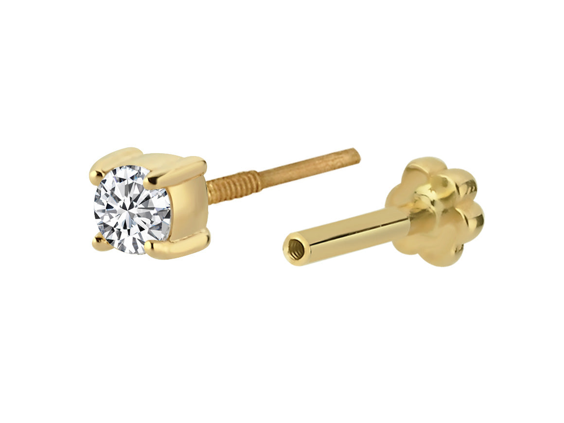 Eudora tragus piercing - Solitaire Diamond in 585 Yellow Gold | Timeless elegance - high-quality Jewelry from Rosy Lab Diamonds
