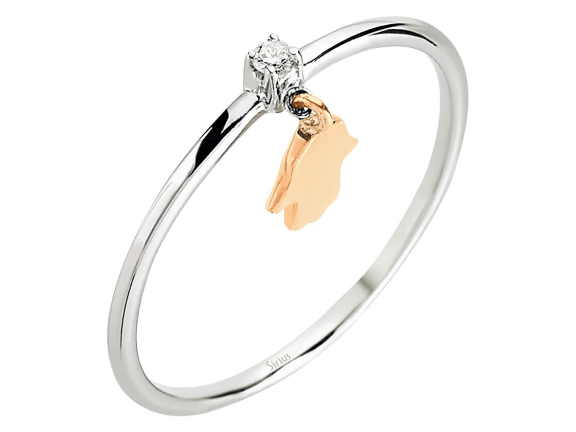 Bague fine en Or Rose 8K en forme de main de Fatima avec 1 diamant de laboratoire – Élégance durable – Bijoux haut de gamme de Rosy Lab Diamonds