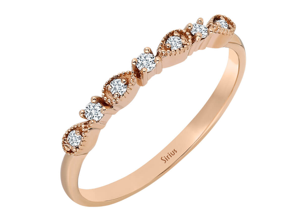 Bague en Or Rose 8K avec 0,10 carat de diamants - Design Formentera - Bijoux haut de gamme de Rosy Lab Diamonds