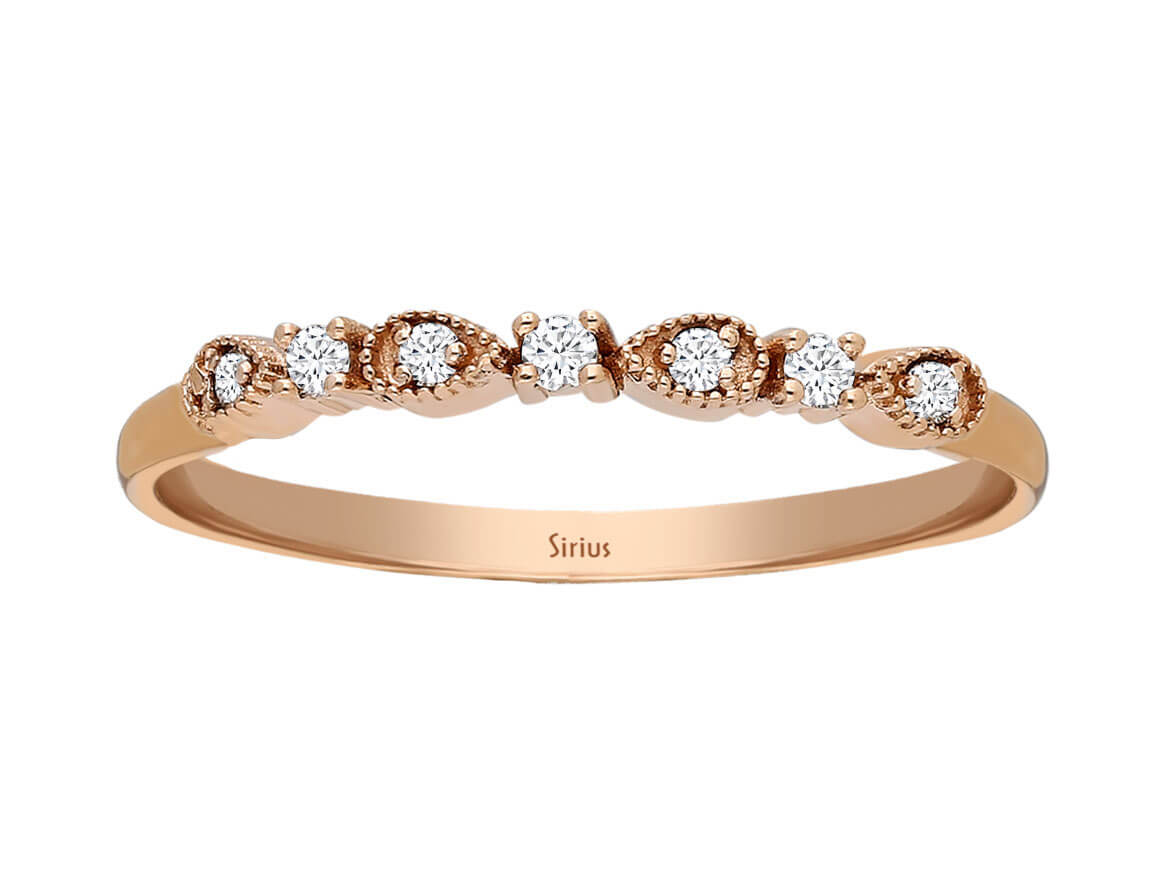 Bague en Or Rose 8K avec 0,10 carat de diamants - Design Formentera - Bijoux haut de gamme de Rosy Lab Diamonds