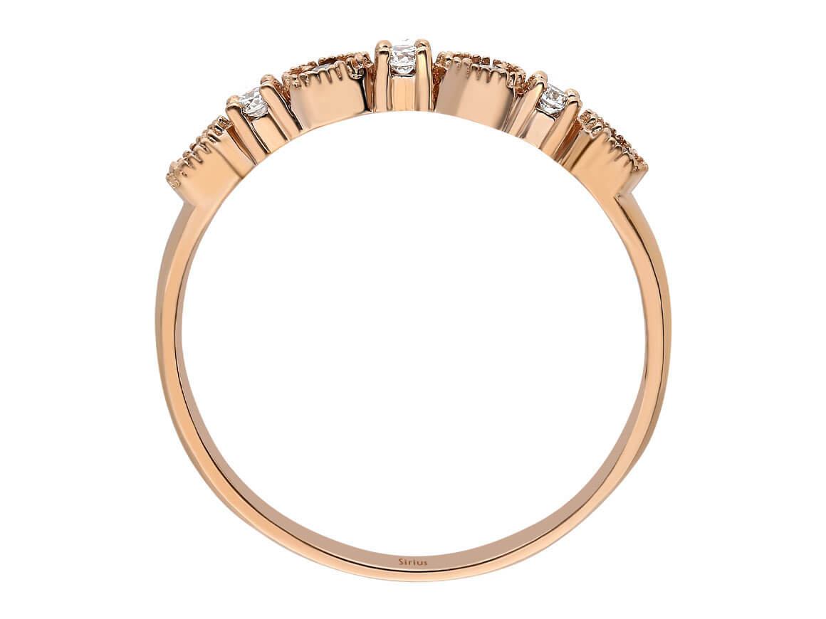 Bague en Or Rose 8K avec 0,10 carat de diamants - Design Formentera - Bijoux haut de gamme de Rosy Lab Diamonds