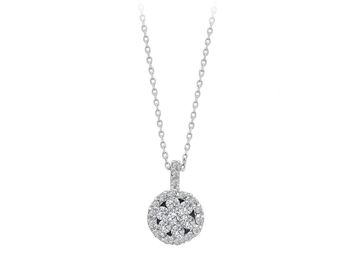 Collier en grappe avec 24 diamants ronds cultivés en laboratoire en or blanc 14 carats