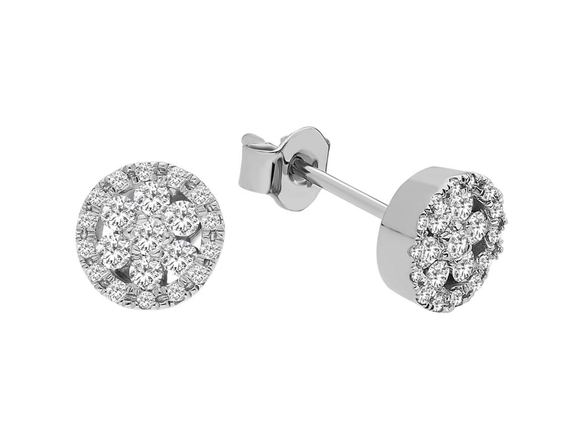 42 laboratuvar üretimi pırlantalı çiçek küpe uçları - 14 ayar altın - Rosy Lab Diamonds’tan yüksek kaliteli Mücevher