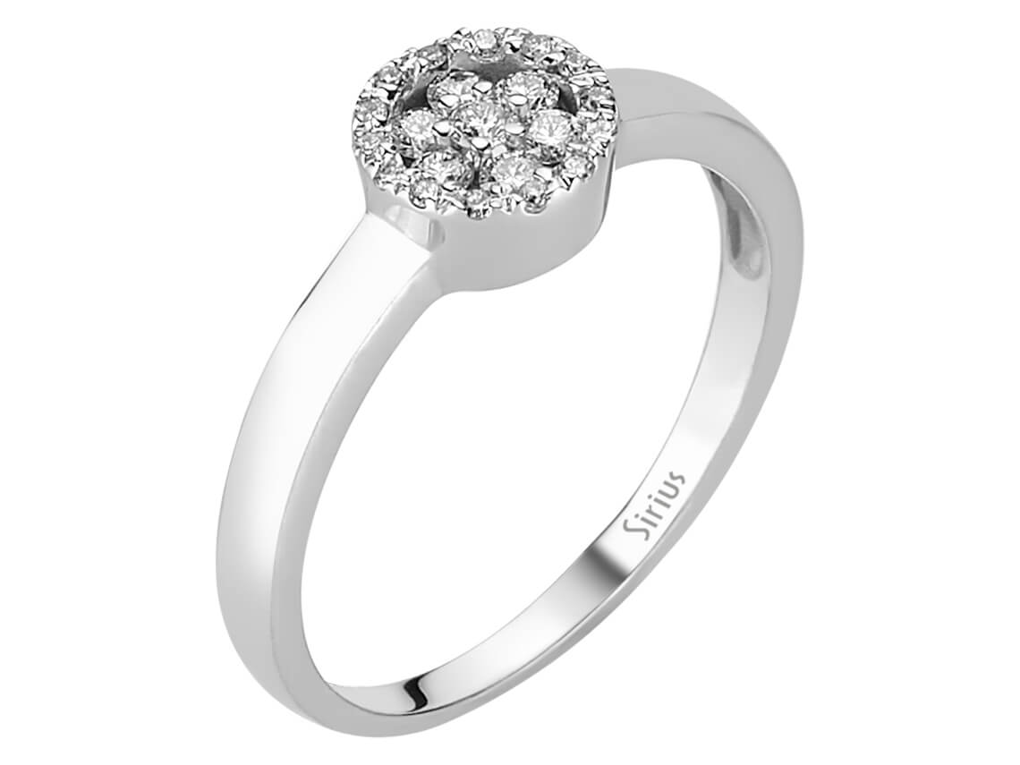 Weißgoldring mit 21 lab-grown Diamanten im Rundschliff