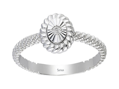 Bague Frida avec diamant rond et anneau structuré en or 14 carats