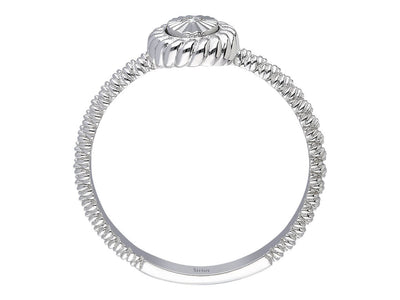 Bague Frida avec diamant rond et anneau structuré en or 14 carats