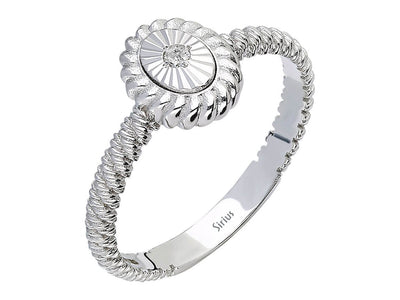 Bague Frida avec diamant rond et anneau structuré en or 14 carats