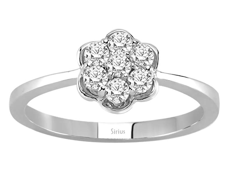 Blütenförmiger Diamantring mit 0,33 ct – 8K Weißgold