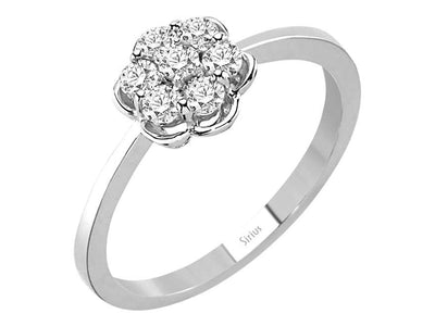 Blütenförmiger Diamantring mit 0,33 ct – 8K Weißgold