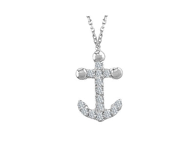 Diamond-studded anchor pendant | 18K white gold