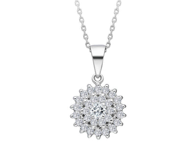 Flower-shaped necklace with 29 lab-grown diamonds in 14K white gold