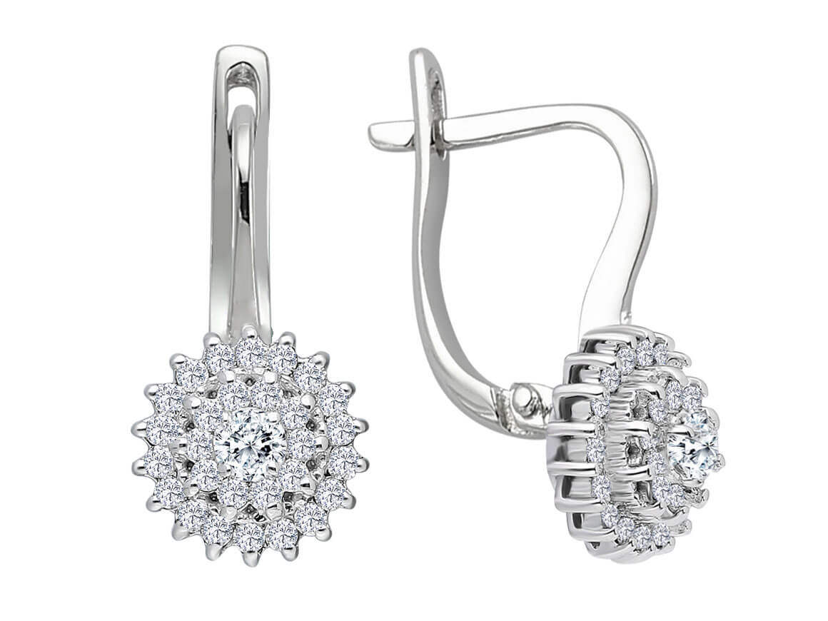 Boucles d’oreilles pendantes florales avec 58 diamants de laboratoire – or 14 carats – Bijoux haut de gamme de Rosy Lab Diamonds
