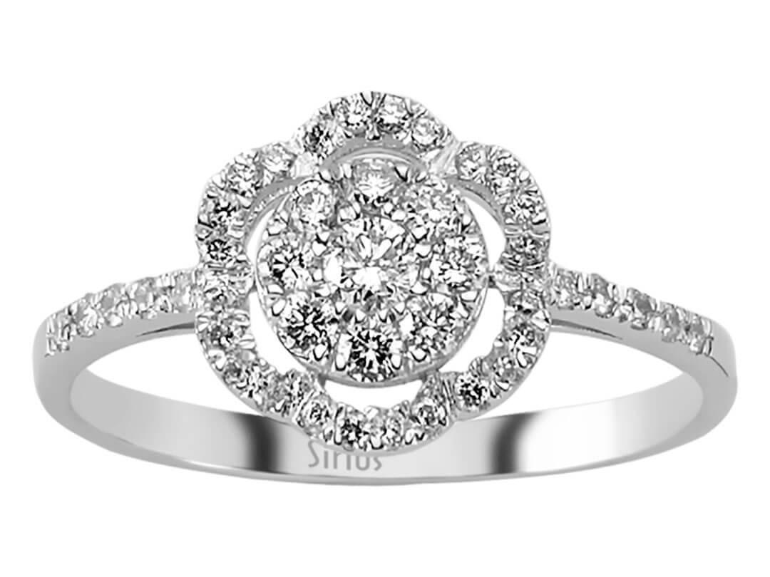 Bague en diamant florale de 0,36 ct – Or Blanc 14 carats – Bijoux haut de gamme de Rosy Lab Diamonds