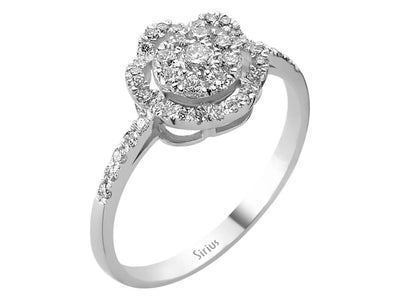 Diamantring in Blumenform mit 0,36 ct in 14K Weißgold