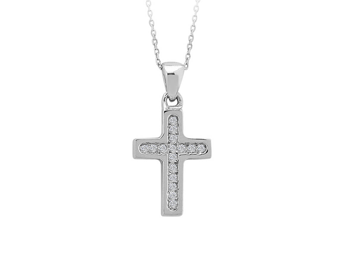 Kreuz-Anhänger mit 16 Labordiamanten aus 14K Gold | Zeitloser Schmuck - hochwertiger Schmuck von Rosy Lab Diamonds