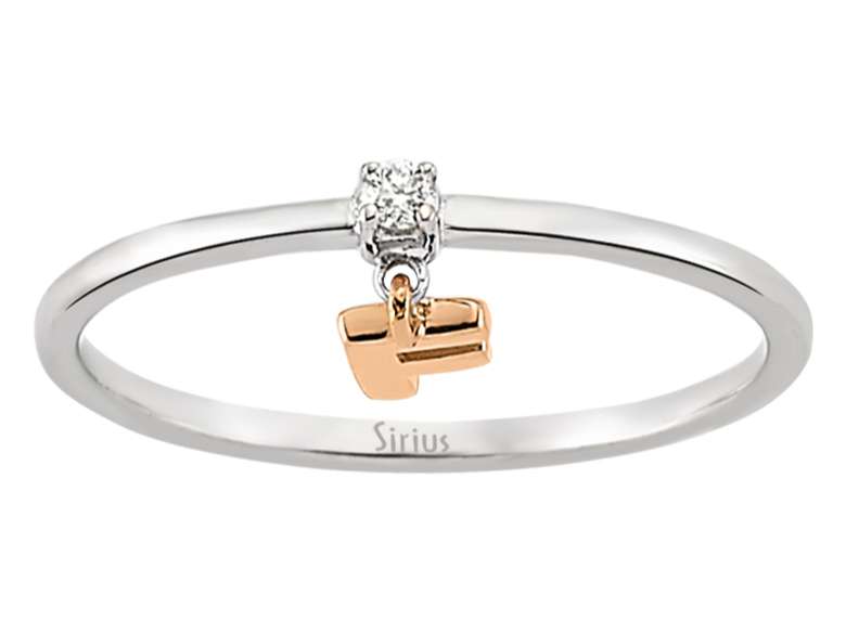 Délicat anneau initiale en Or Rose 8K avec 1 diamant de laboratoire - Élégance durable - Bijoux haut de gamme de Rosy Lab Diamonds