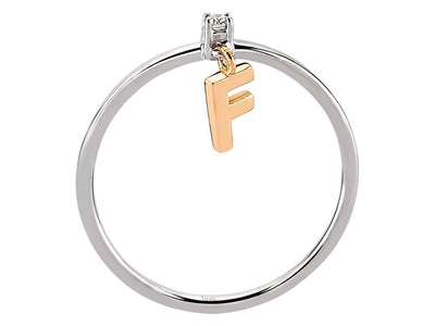 Feiner Labordiamant Buchstaben-Ring aus 8K Roségold mit 1 rund geschliffenem Diamanten