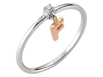 Feiner Labordiamant Buchstaben-Ring aus 8K Roségold mit 1 rund geschliffenem Diamanten