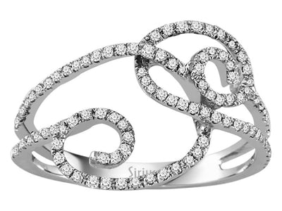 Verschnörkelter Diamantring mit 102 Steinen – 14K Weißgold
