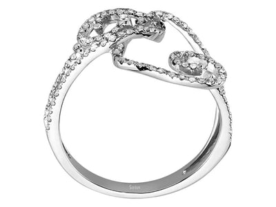 Verschnörkelter Diamantring mit 102 Steinen – 14K Weißgold