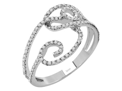 Verschnörkelter Diamantring mit 102 Steinen – 14K Weißgold