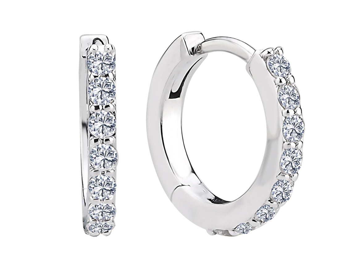 Helios Halka Küpe - 585 Beyaz Altın içinde 18 pırlanta | Zamansız zarafet - Rosy Lab Diamonds'ın yüksek kaliteli Mücevherleri