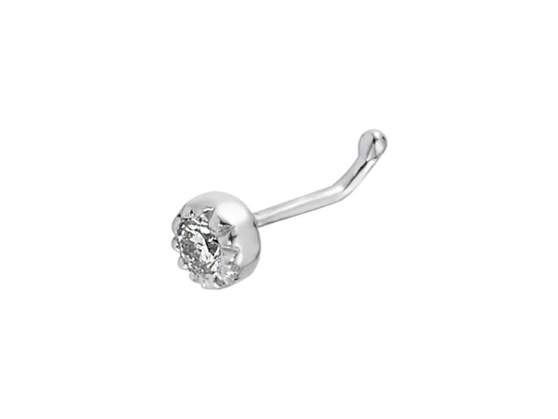 Piercing de nez fin avec diamant en or blanc 585