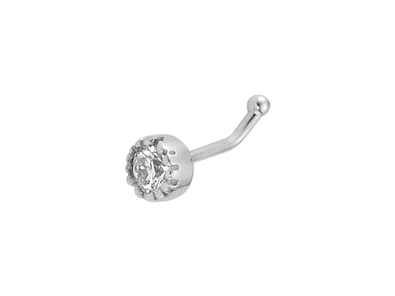 Piercing de nez fin en diamant en or blanc 585