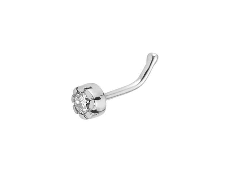 Nose stud with a 0.03 ct Diamond in 14K White Gold | Delicate piercing Jewelry – high-quality Jewelry from Rosy Lab Diamonds