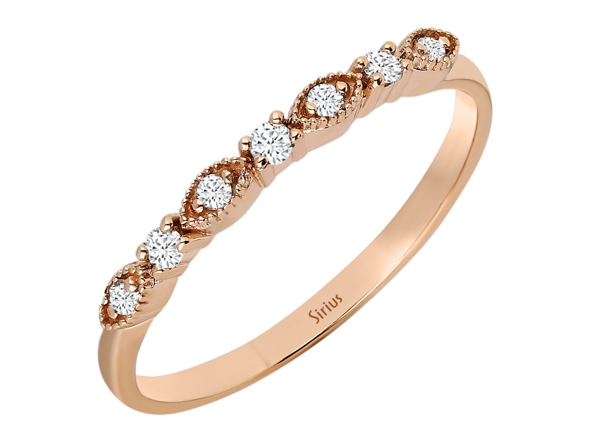 8K Rose Gold Ring with 0.10-Carat Diamonds - Ibiza Design - High-Quality Jewelry by Rosy Lab Diamonds