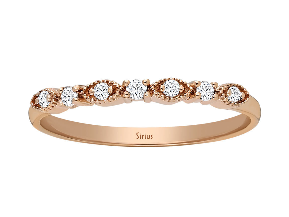8K Rose Gold Ring with 0.10-Carat Diamonds - Ibiza Design - High-Quality Jewelry by Rosy Lab Diamonds