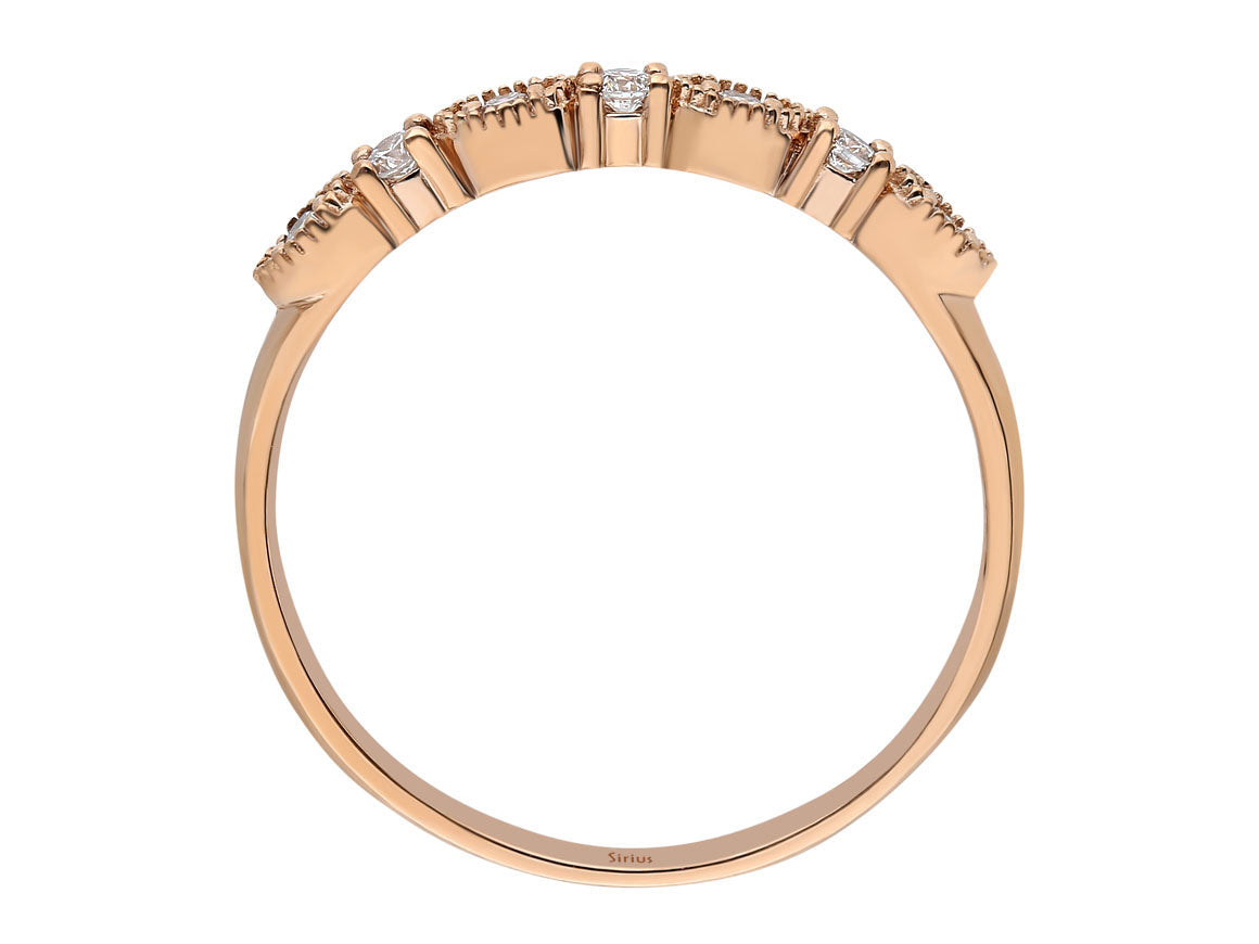 8K Rose Gold Ring with 0.10-Carat Diamonds - Ibiza Design - High-Quality Jewelry by Rosy Lab Diamonds