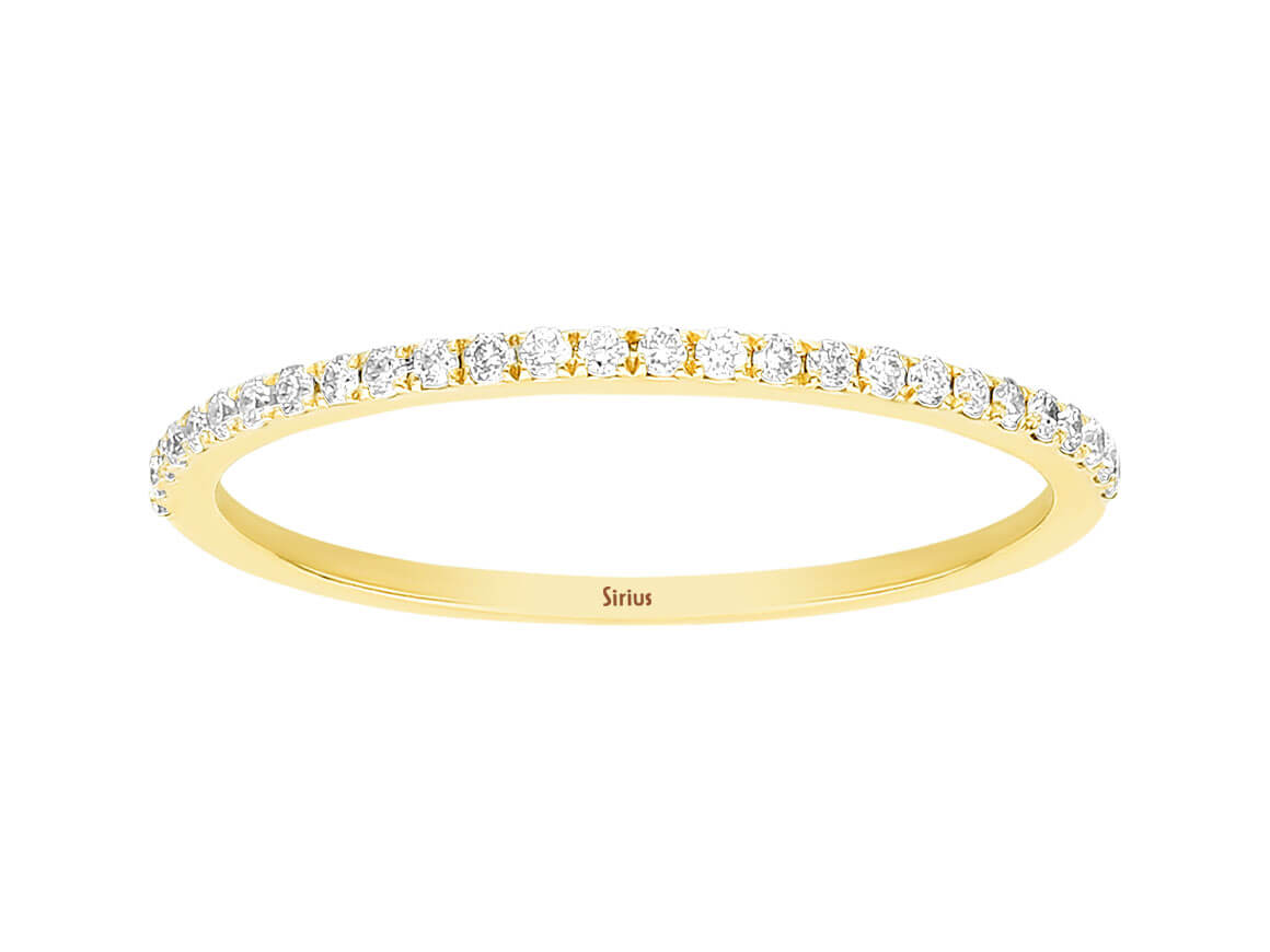 Yellow gold ring with 27 lab-grown round cut diamonds, 0.10 carat