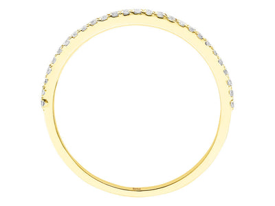 Yellow gold ring with 27 lab-grown round cut diamonds, 0.10 carat