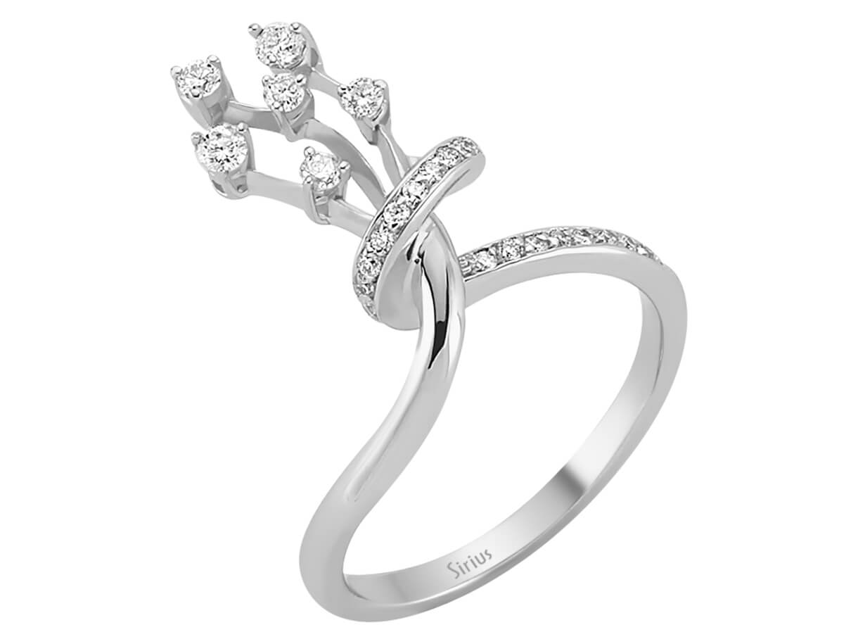 Bague en or blanc ornée de 26 diamants de laboratoire au design Bouquet de lumière | 8K – Bijoux haut de gamme de Rosy Lab Diamonds