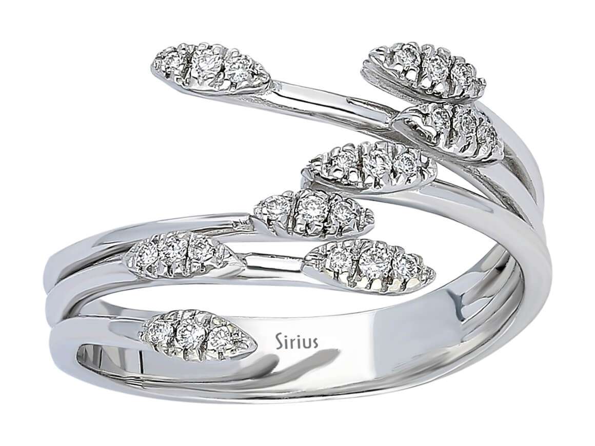 Elegant Ivy ring with 24 lab-grown diamonds, 0.11 ct, in 14K White Gold – high-quality Jewelry from Rosy Lab Diamonds