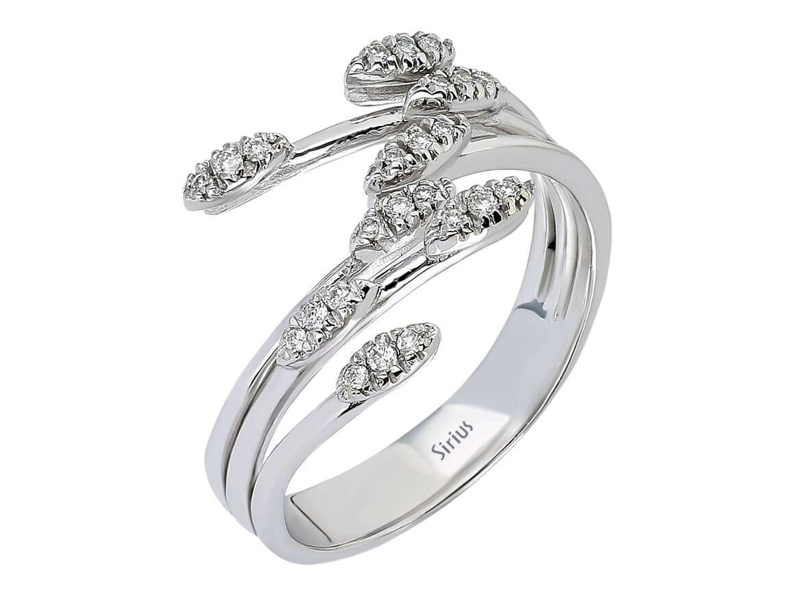 Elegant Ivy ring with 24 lab-grown diamonds, 0.11 ct, in 14K White Gold – high-quality Jewelry from Rosy Lab Diamonds