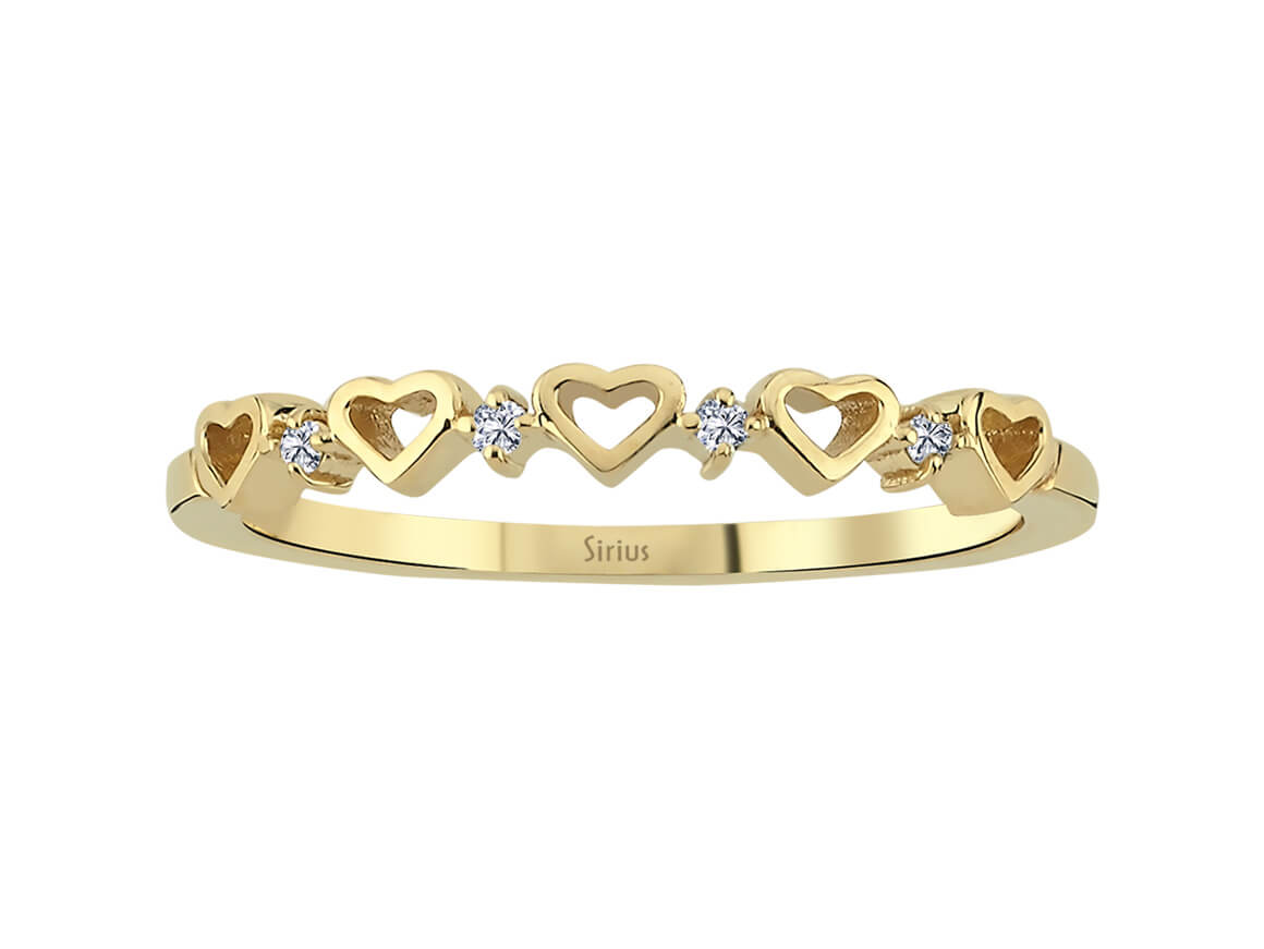 Délicates bague en or jaune avec motif cœur et diamants de laboratoire - Bague Kalben - Bijoux haut de gamme de Rosy Lab Diamonds