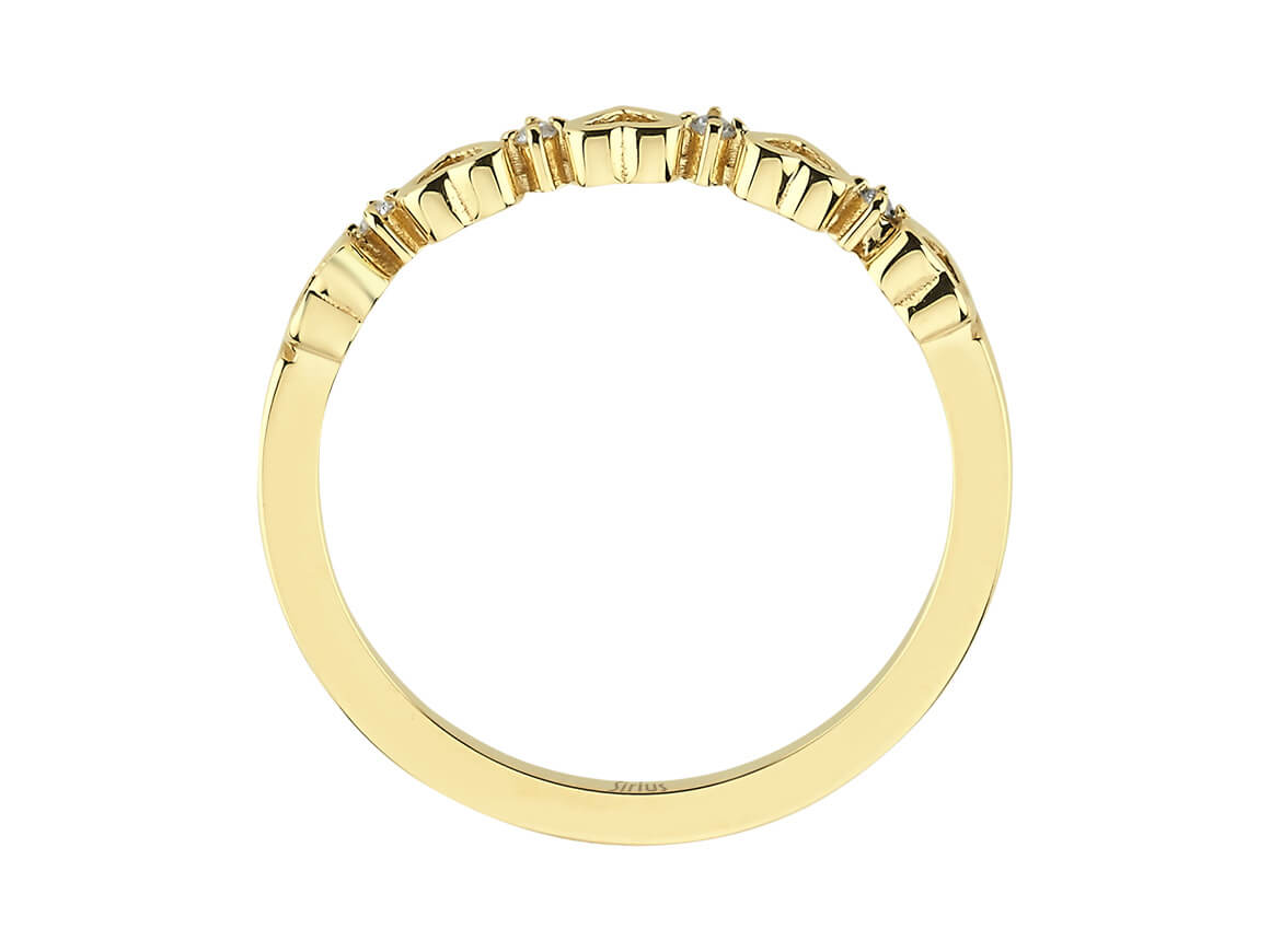 Délicates bague en or jaune avec motif cœur et diamants de laboratoire - Bague Kalben - Bijoux haut de gamme de Rosy Lab Diamonds