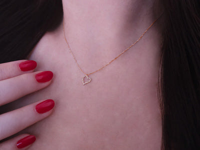 Collier cœur ouvert avec 20 diamants – or rose 8K